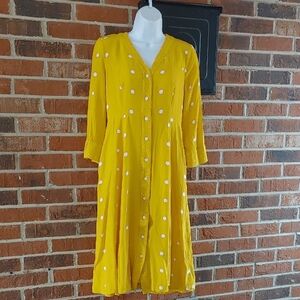 Hobbs Yellow Polka Dot Thalia Dress Size 4 (1064)